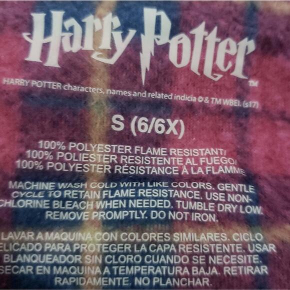 NEW Harry Potter Gryffindor Pajamas Gown Girls 6/6Xn Fleece Warm PJs Plaid - Picture 4 of 4